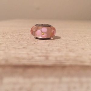 Authentic Pandora Pink Flower Glass Charm