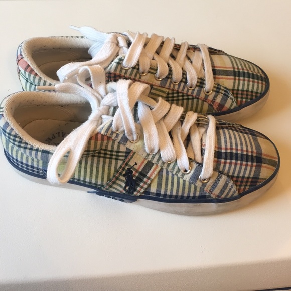 Plaid Polo Ralph Lauren Tennis Shoes Size 6.5