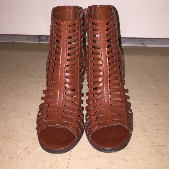 Brown Caged Heels