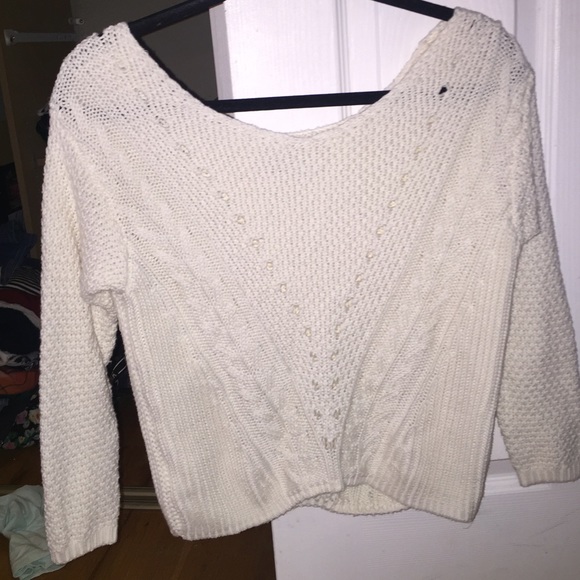 Off the shoulder cream sweater