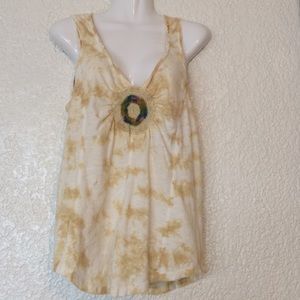 FREE PEOPLE Tie Dye Crochet Rainbow Tee