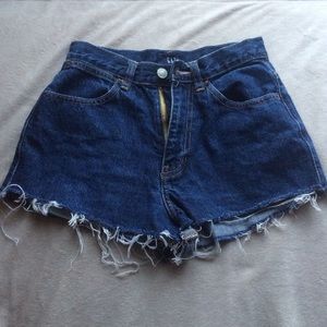 High-waist denim shorts