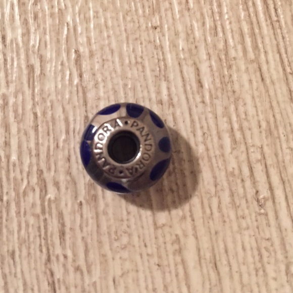 Authentic Pandora Blue Swirly Swirl Glass Charm - Picture 2 of 2