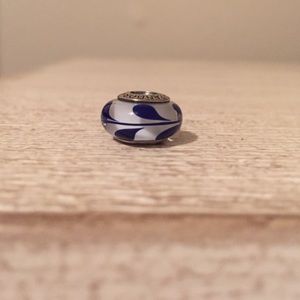 Authentic Pandora Blue Swirly Swirl Glass Charm