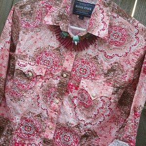 🍭SOLD🍭Rough Stock Ladies Western Blouse💗