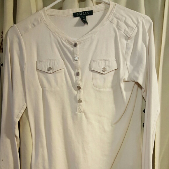 Long sleeve white with pockets!!