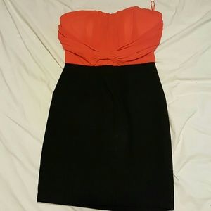 Pink and black cocktail dress.