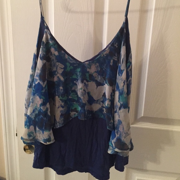 Blue and green multi layered tank top