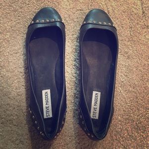 Black Steve Madden flats with gold studs