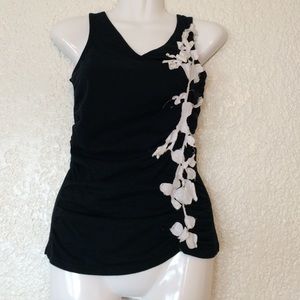 FREE PEOPLE Black Tee with Applique