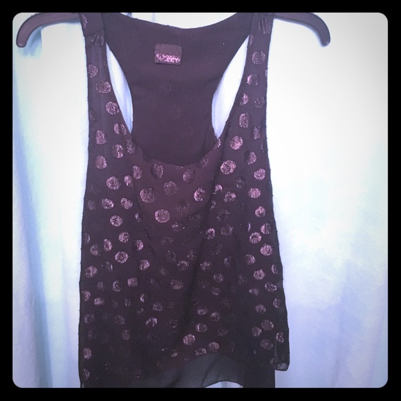 Black tank top blouse with dots from Buckle
