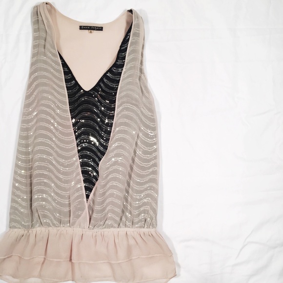Pure Sugar Blush/Pink Sequin Top Blouse Nordstrom Size Small - Picture 2 of 5