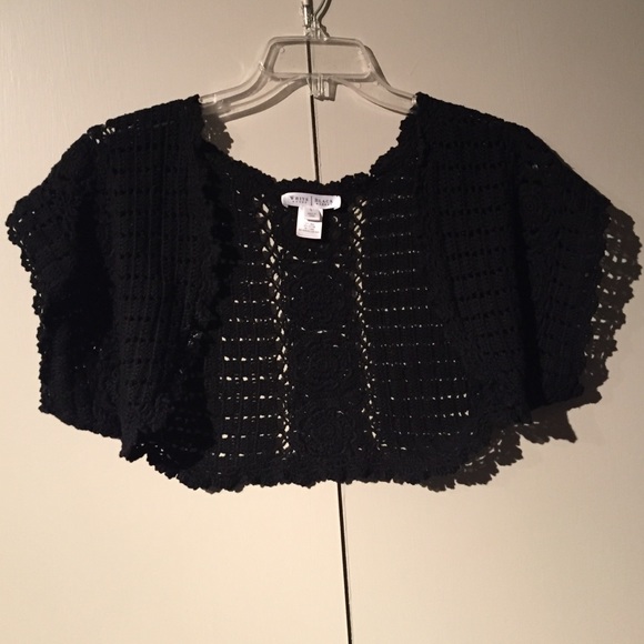 Black crochet jacket from White House Black Market