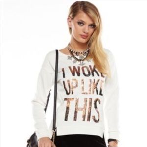 Juicy couture I woke up like this rose gold sequin