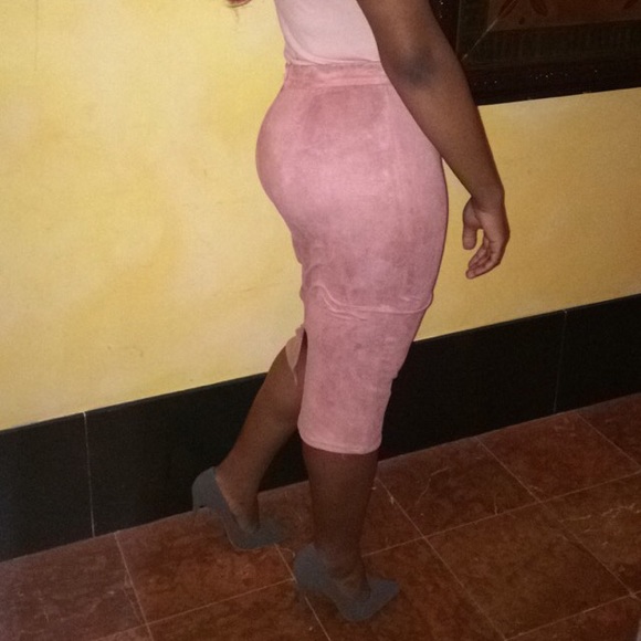 Suede midi skirt