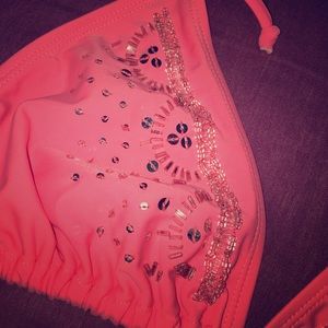 💕SALE💕Coral beaded bikini top