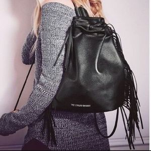 Super cute black fringe bag!! Victoria Secret