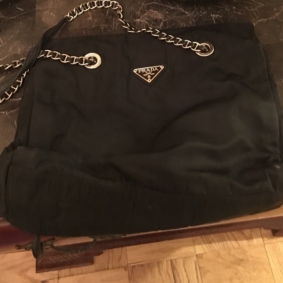 Authentic vintage Prada blk microfiber silverhrdw
