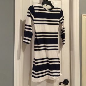 Stripped, 3/4 sleeve jersey dress.