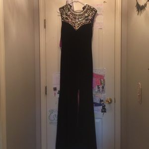 All Black Jeweled Evening Dress