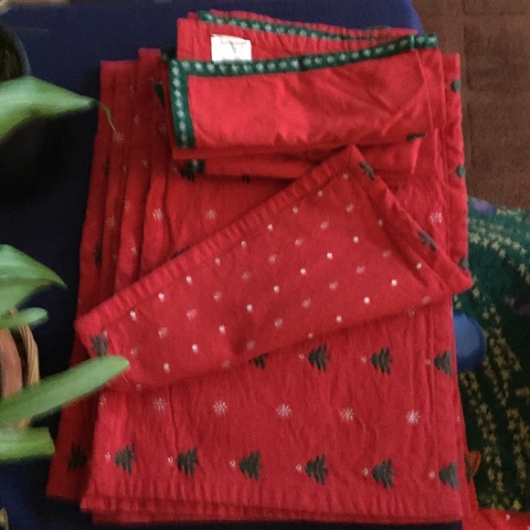 Crate and Barrel placemats and napkins.