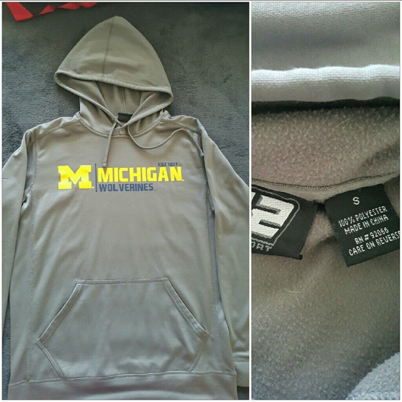 Mens Grey Michigan Hoodie Small