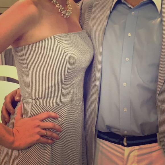 AnneTaylor Loft Strapless Seersucker Dress