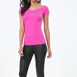 Swarovski crystals Bebe logo top