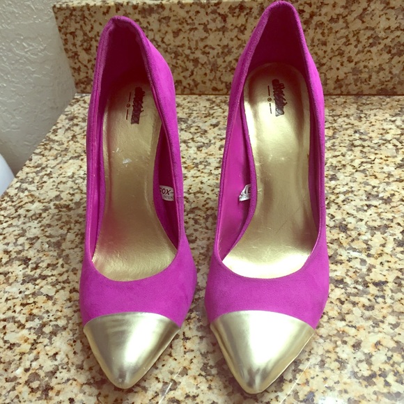 Purple and gold heels