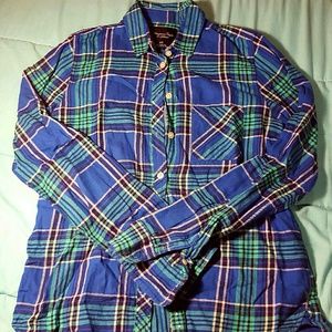 Cute blue, black, and white button down!