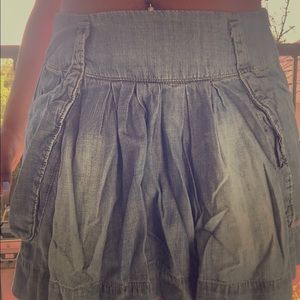 Pleated Denim Skirt
