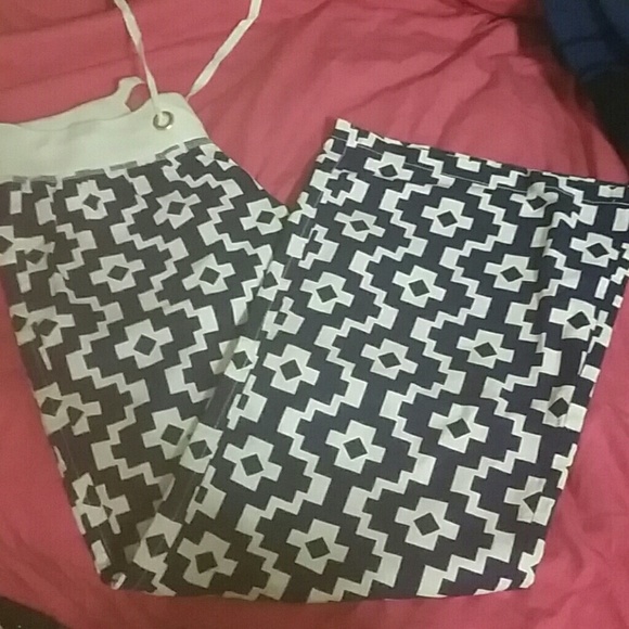 Navy blue and white fun pants