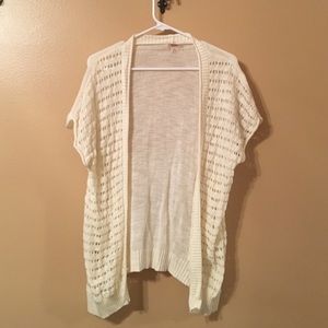 Cream colored short sleeved cardigan