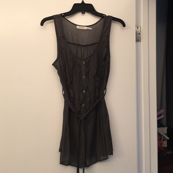 Grey Ruffled Sleeveless Top Size M