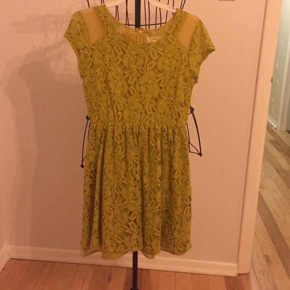 Worn once, mustard yellow lace, tea dress