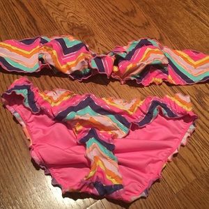 BUNDLE matching rainbow ruffle top and bottom