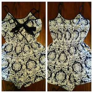 Navy and white romper