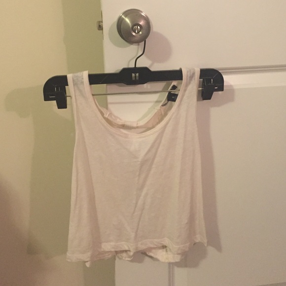 Cream Open Bow Back Tank Top (Cropped)