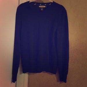 Navy Cashmere V-Neck Rugby Sweater