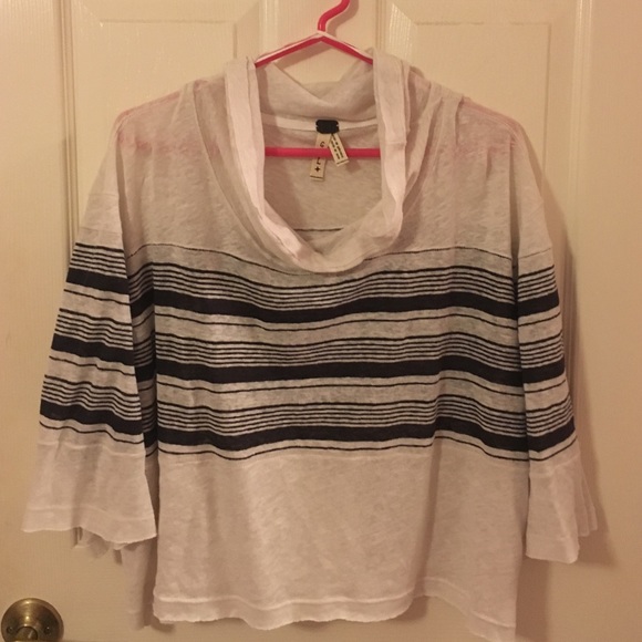 Black and white Free People cowl neck top
