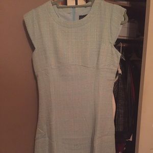Tweed blue & yellow  dress with underdress