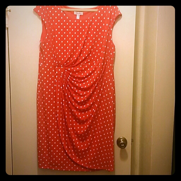 Orange dress with faux wrap bottom