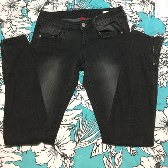 Black&Faded Wash Arizona Zip Ankle Jeggings - Picture 2 of 4