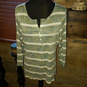 Amber Sun Striped 3/4 Sleeves Shirt