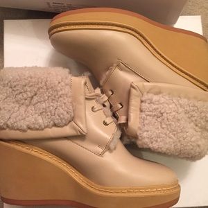 See by Chloe shearling wedge booties- size 36.5