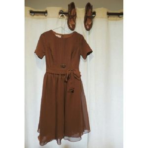 Camel Brown Vintage-style Dress