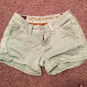 Green rock revival Jean shorts
