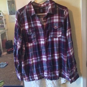 Rue 21 Flannel With See Through Lace Back