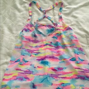 Tie dye multicolor cross back strap tank
