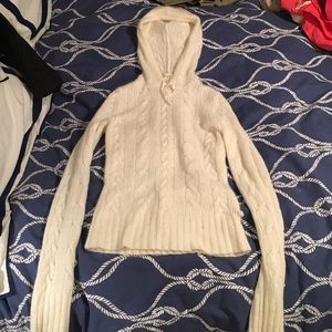 Super soft hooded ivory sweater